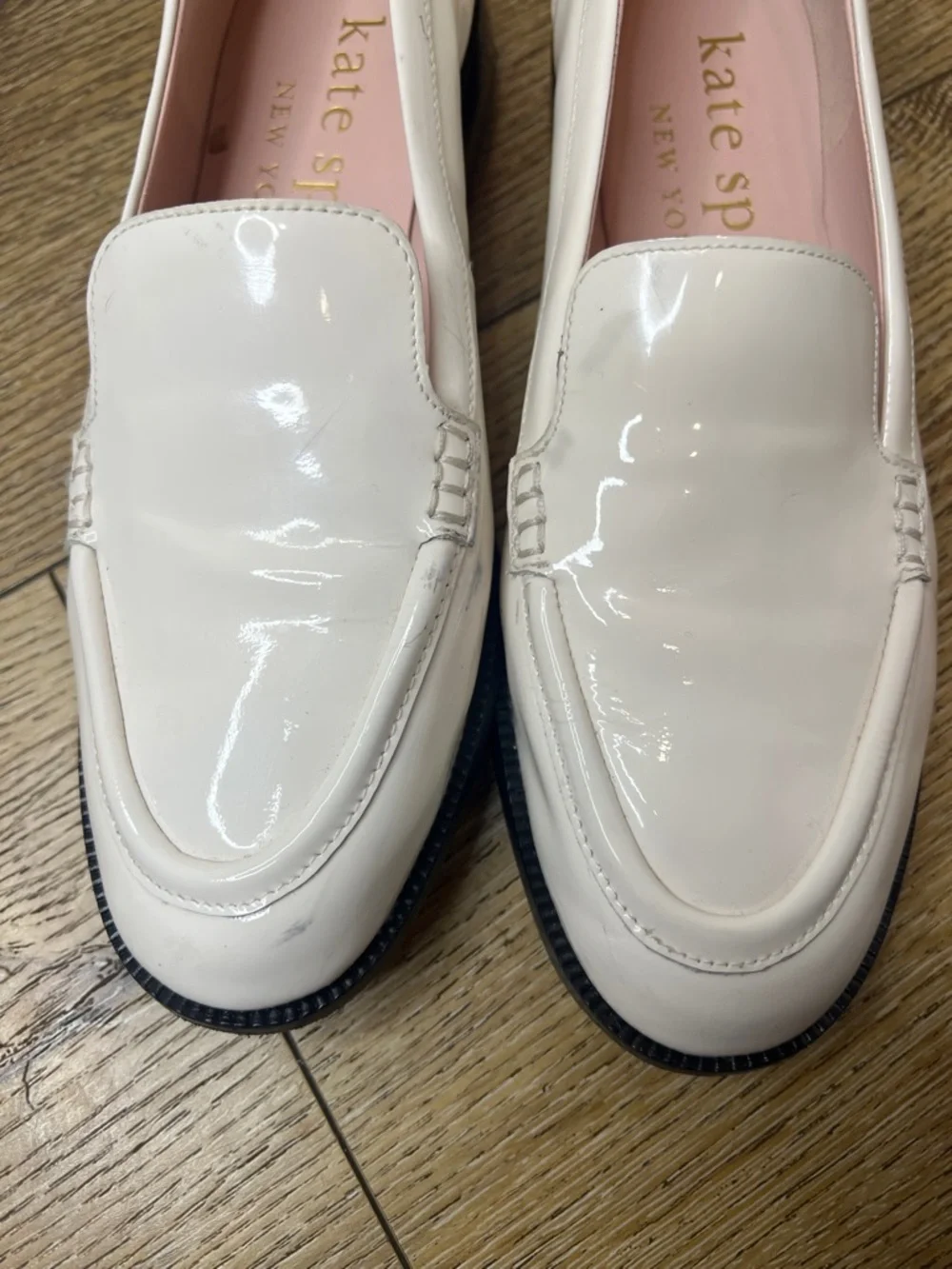 Kate Spade Lori White Patent Leather Loafers size 8B